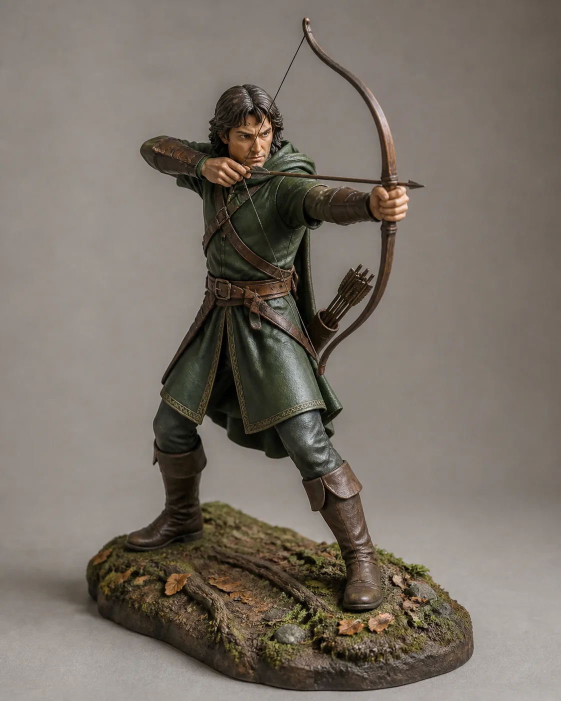 Realistic Archer Figurine On Forest Base