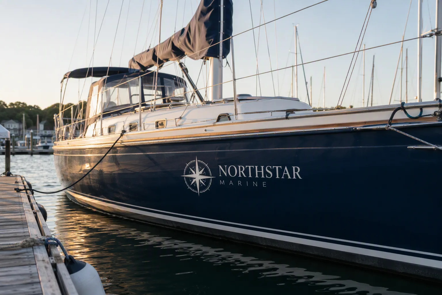 Realistic Marina Boat Hull Logo Mockup