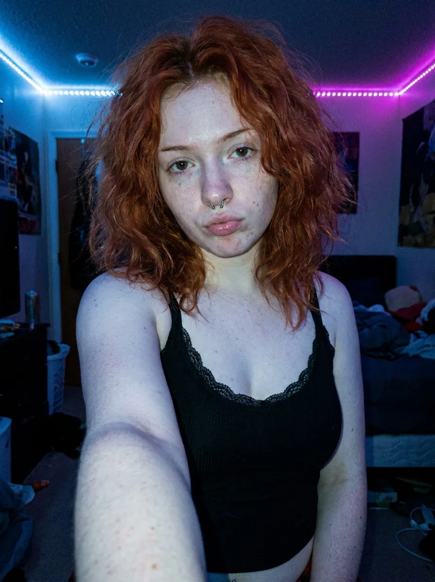 Realistic Redhead LED Phone Selfie