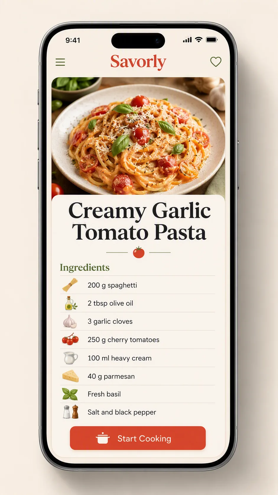 Recipe Card Cooking App Phone Mockup