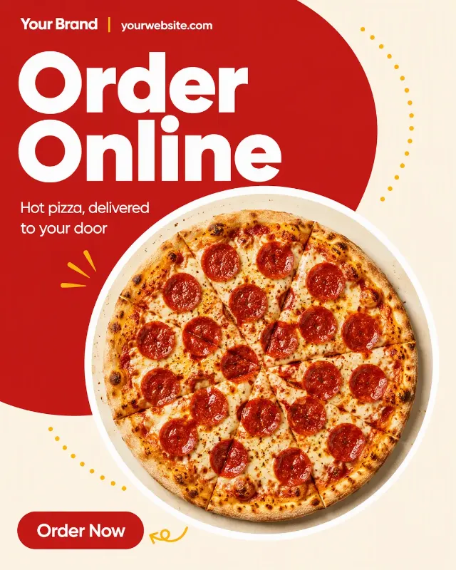 Red And Cream Pizza Order Instagram Post