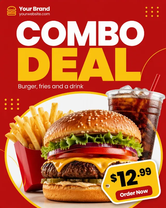 Red And Yellow Burger Combo Post