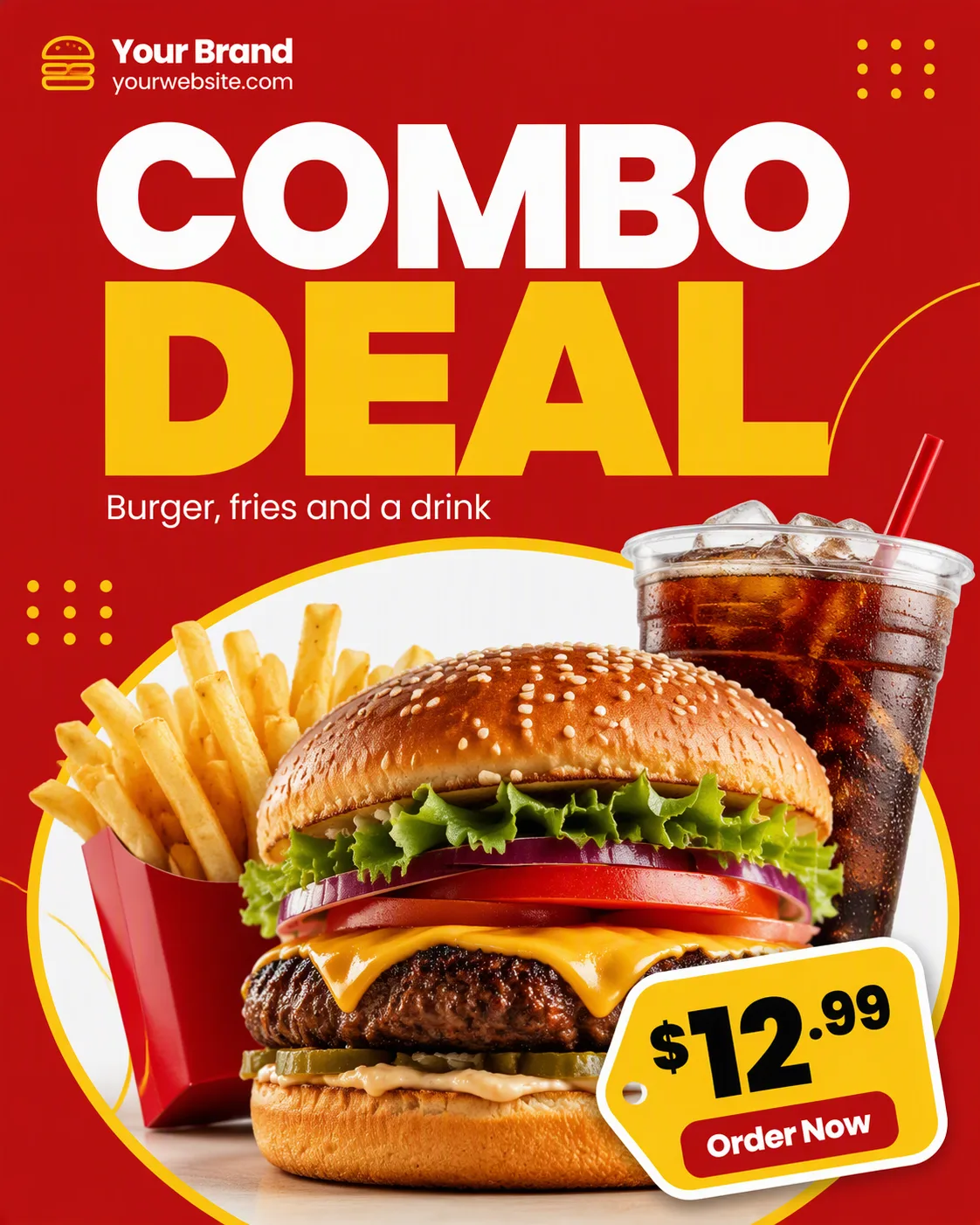 Red And Yellow Burger Combo Post