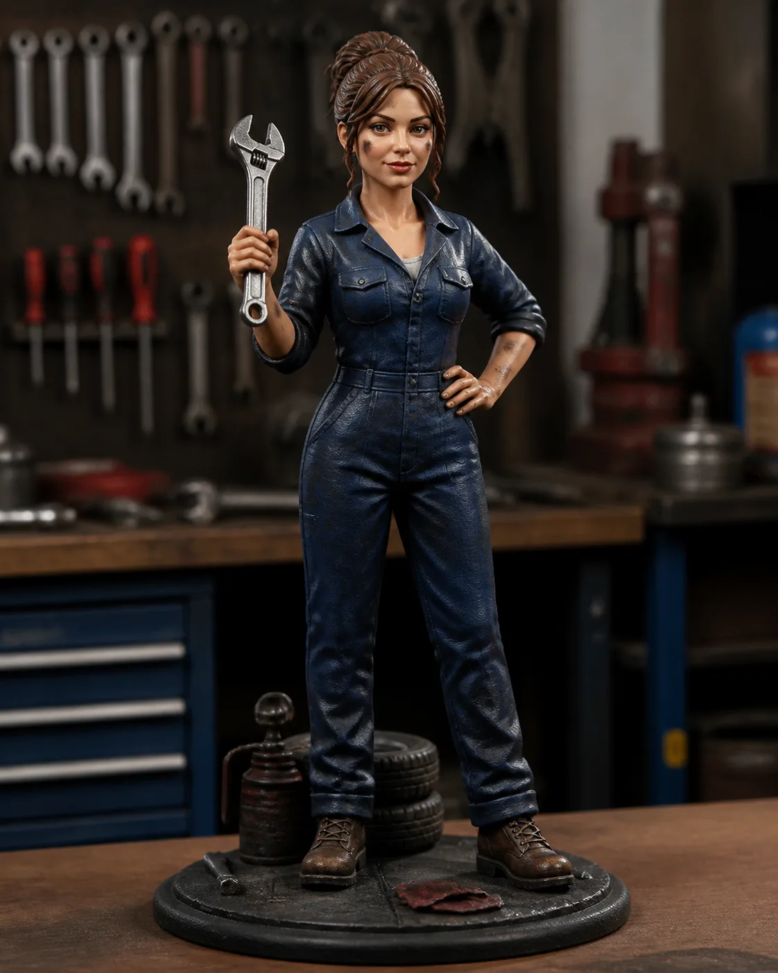 Resin Mechanic Girl Figurine Workshop Photo