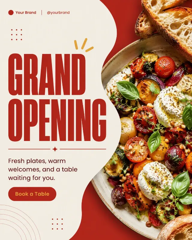 Restaurant Grand Opening Grid Post
