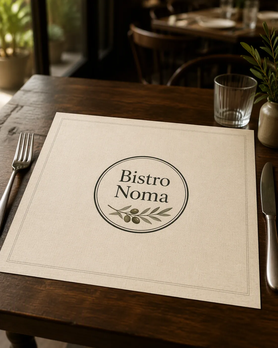 Restaurant Logo Placemat Table Mockup