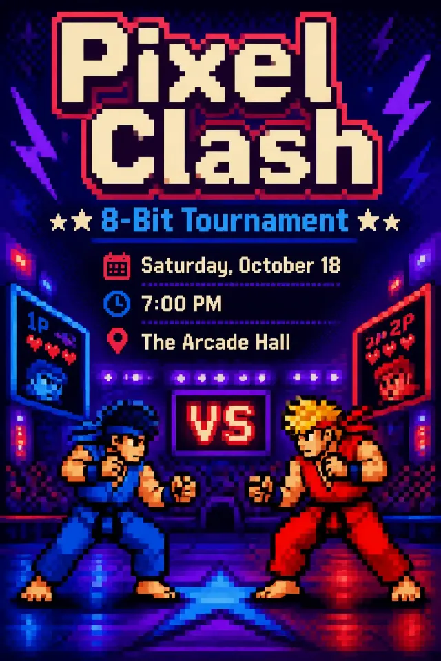 Retro 8-Bit Video Game Tournament Poster