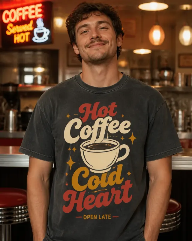 Retro Diner Coffee T-Shirt Mockup