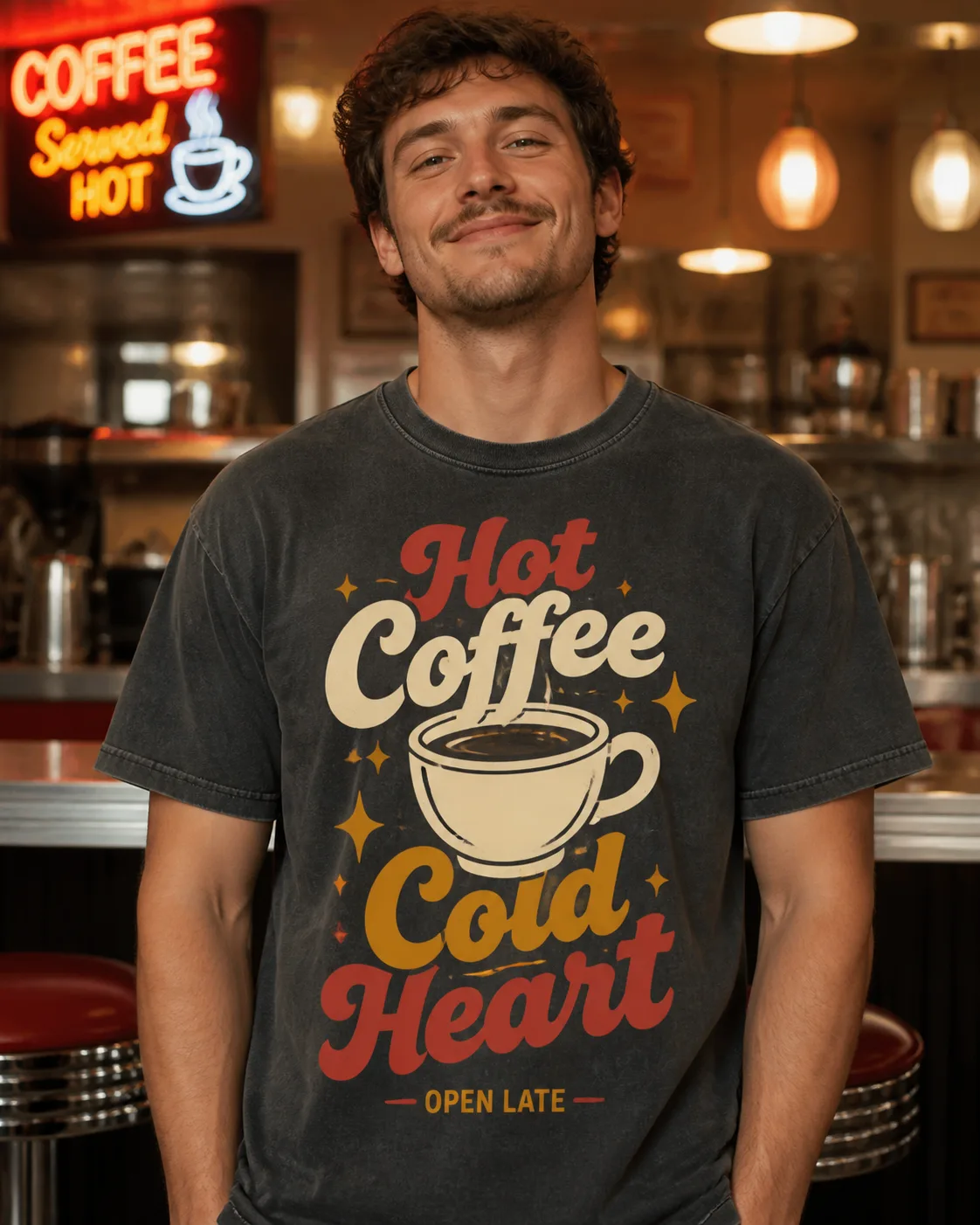 Retro Diner Coffee T-Shirt Mockup
