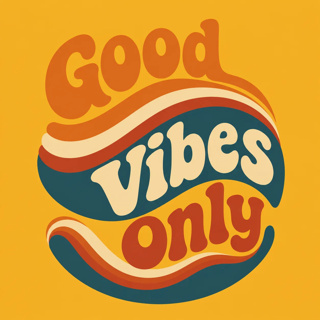 Retro Groovy Rainbow Wave T-Shirt Design