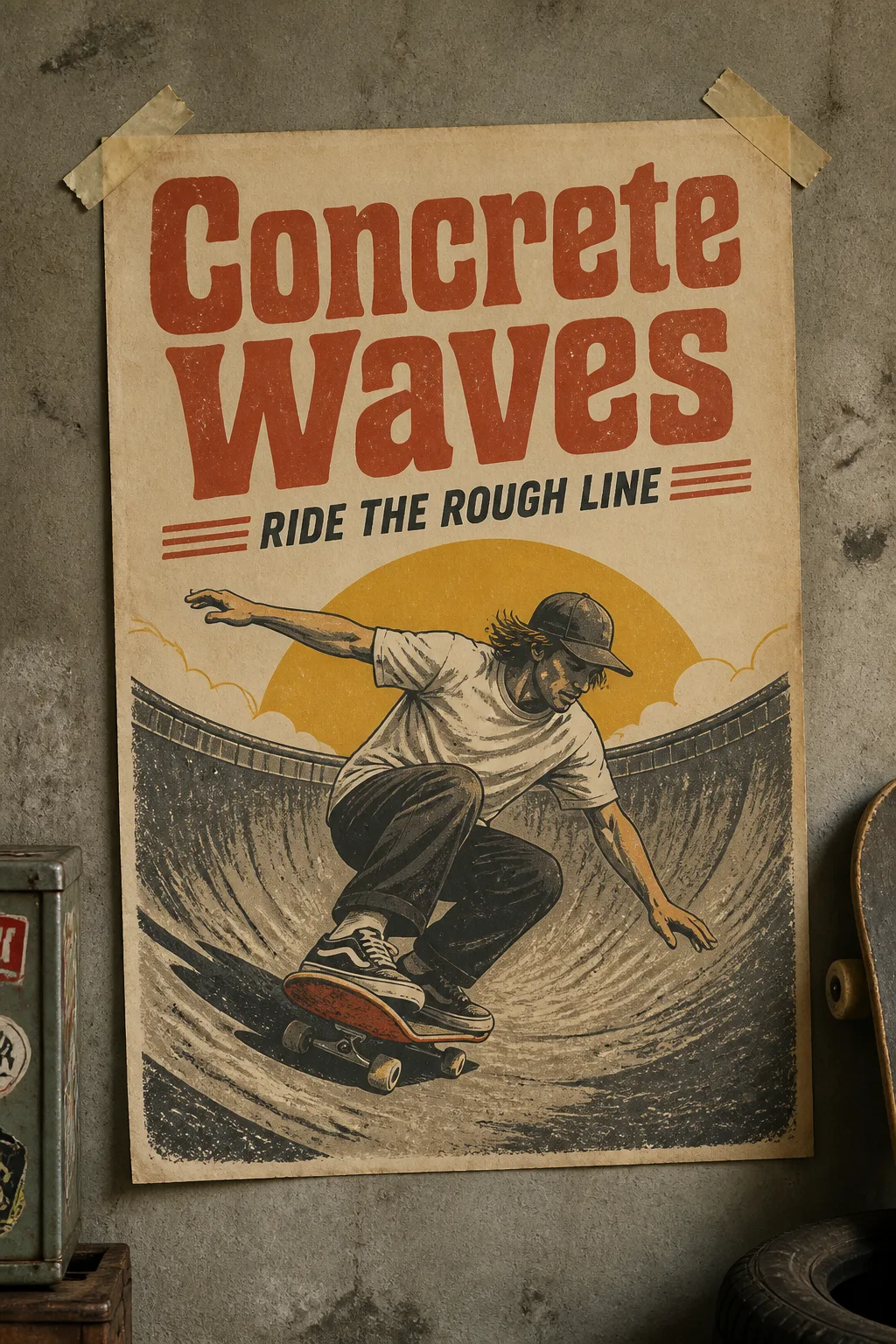 Retro Skate Garage Wall Poster