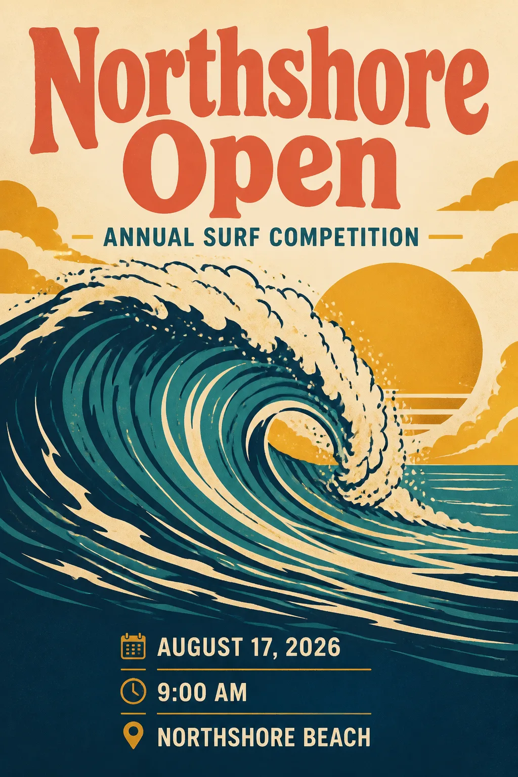 Retro Surf Competition Poster Design