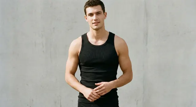 Ribbed Tank And Trunks Catalog Model Photo