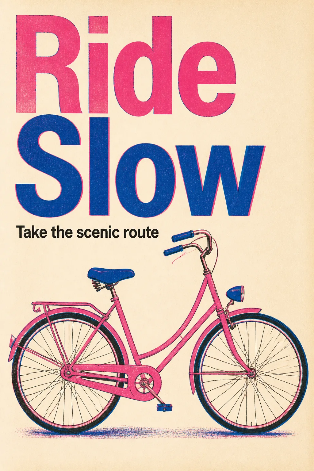 Risograph Bicycle Ride Slow Poster