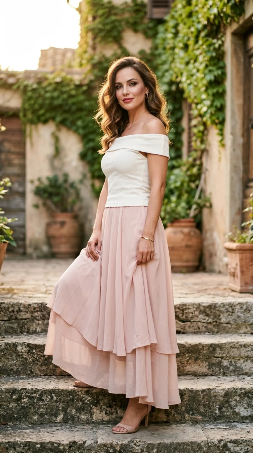 Romantic Golden Hour Steps Portrait