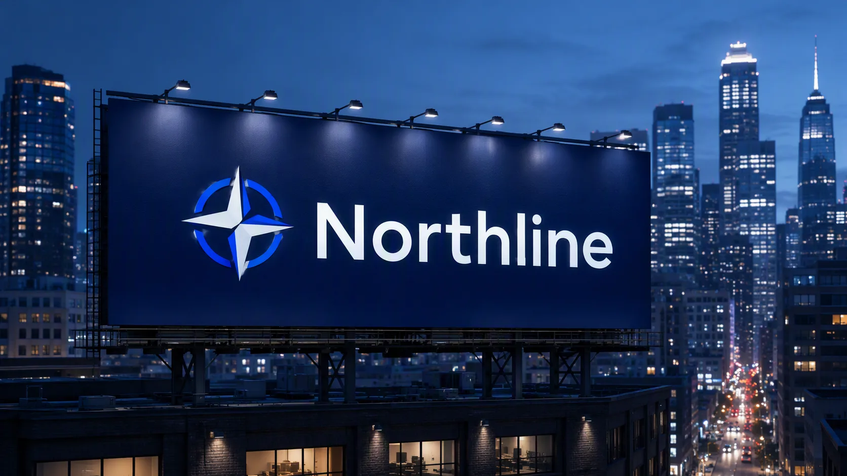 Rooftop Billboard Logo City Mockup
