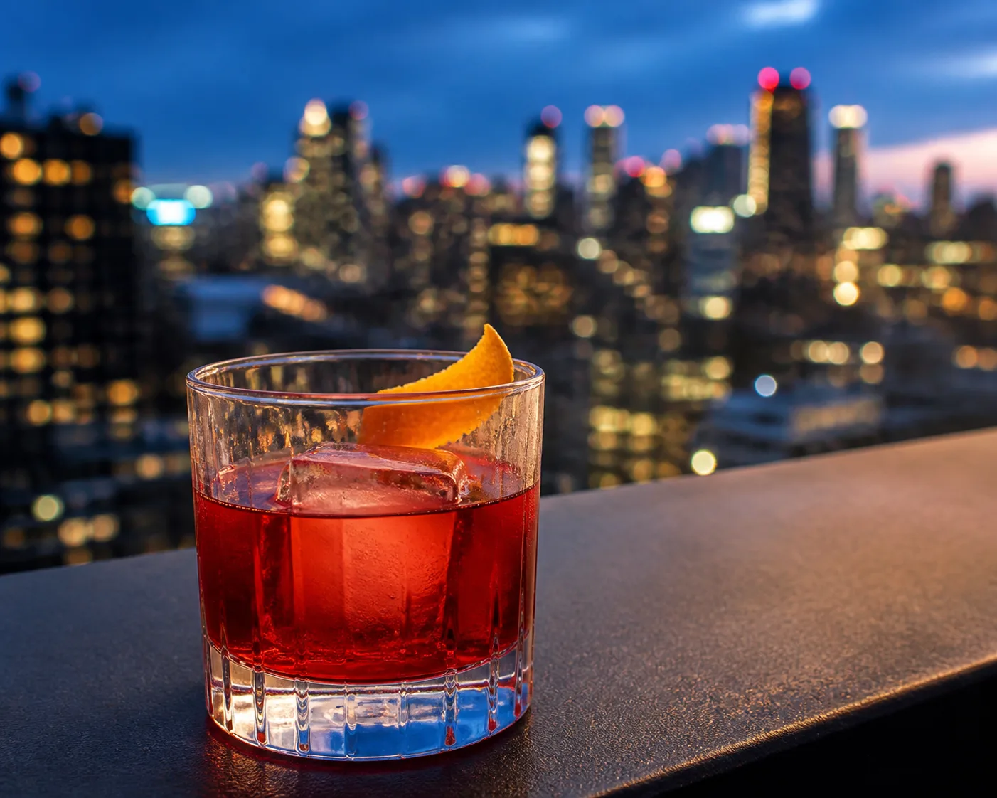 Rooftop Cocktail City Lights Photo