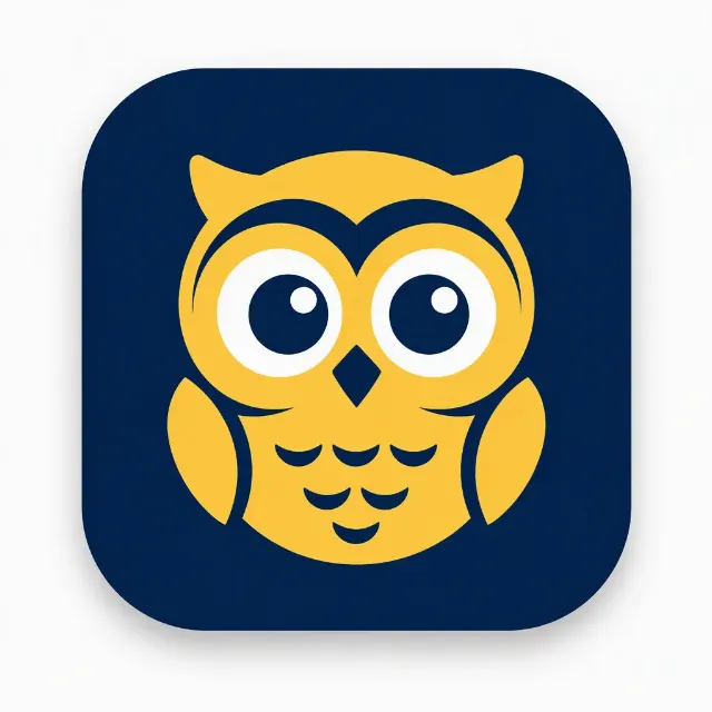 Round Owl Mascot Study App Icon