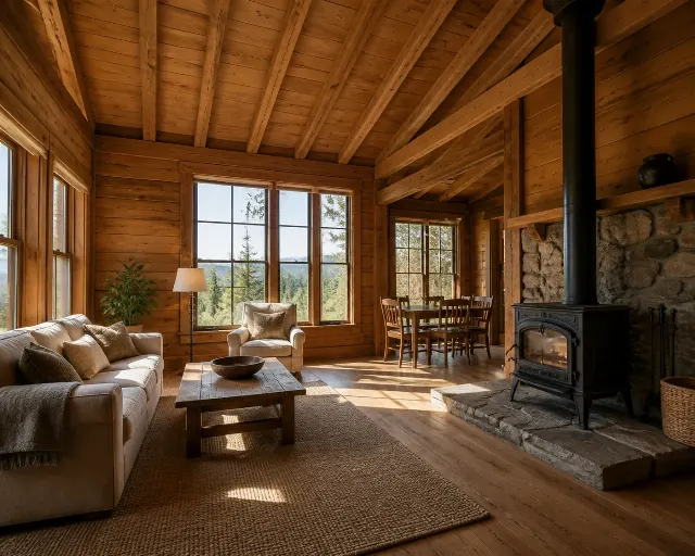 Rustic Cabin Stove Interior Listing Photo