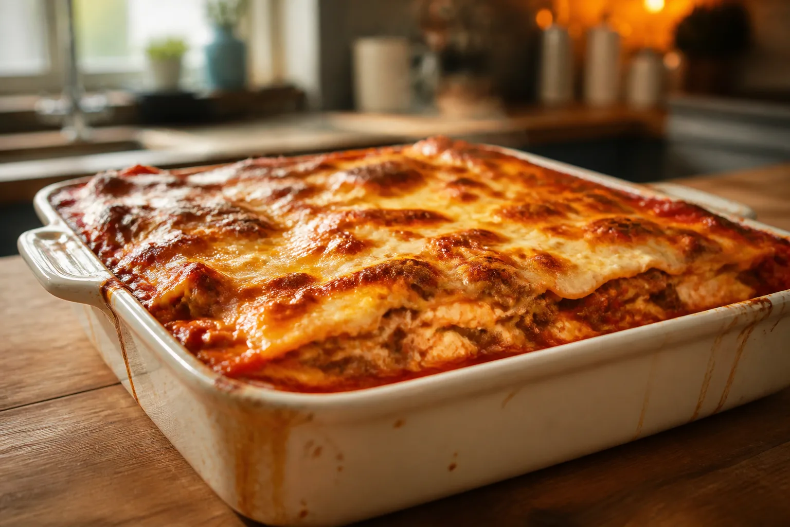 Rustic Homemade Lasagna Oven Fresh Photo