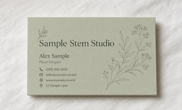 Sage Green Florist Business Card Mockup