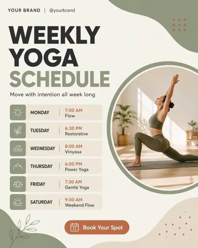 Sage Yoga Studio Weekly Schedule Post