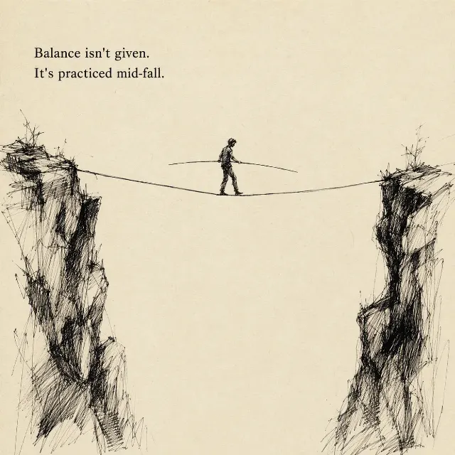Scribbled Ink Tightrope Walker Quote Graphic