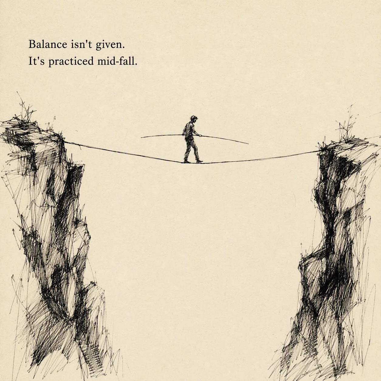 Scribbled Ink Tightrope Walker Quote Graphic