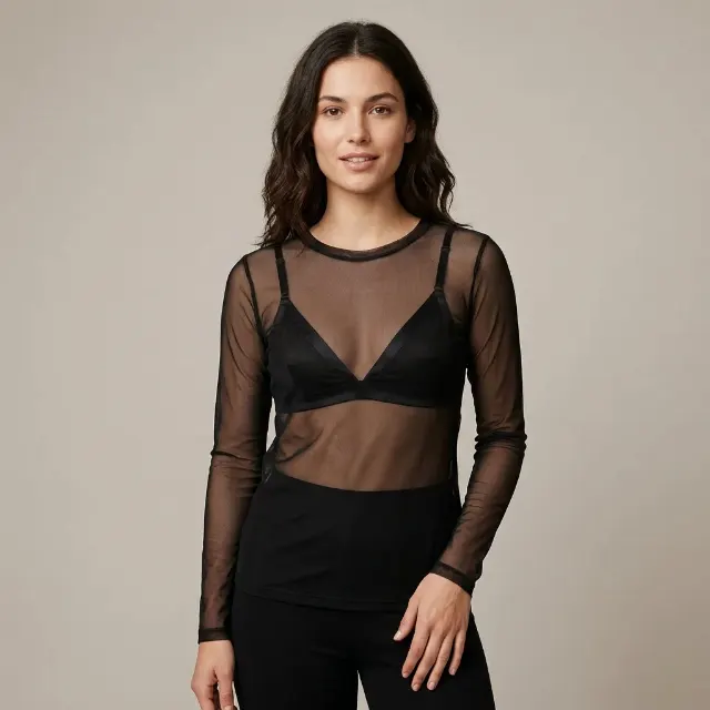 Sheer Mesh Top Catalog Model Photo