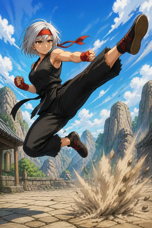 Shonen Anime Martial Artist Action Scene