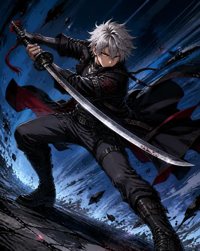Shonen Anime Swordsman Action Illustration