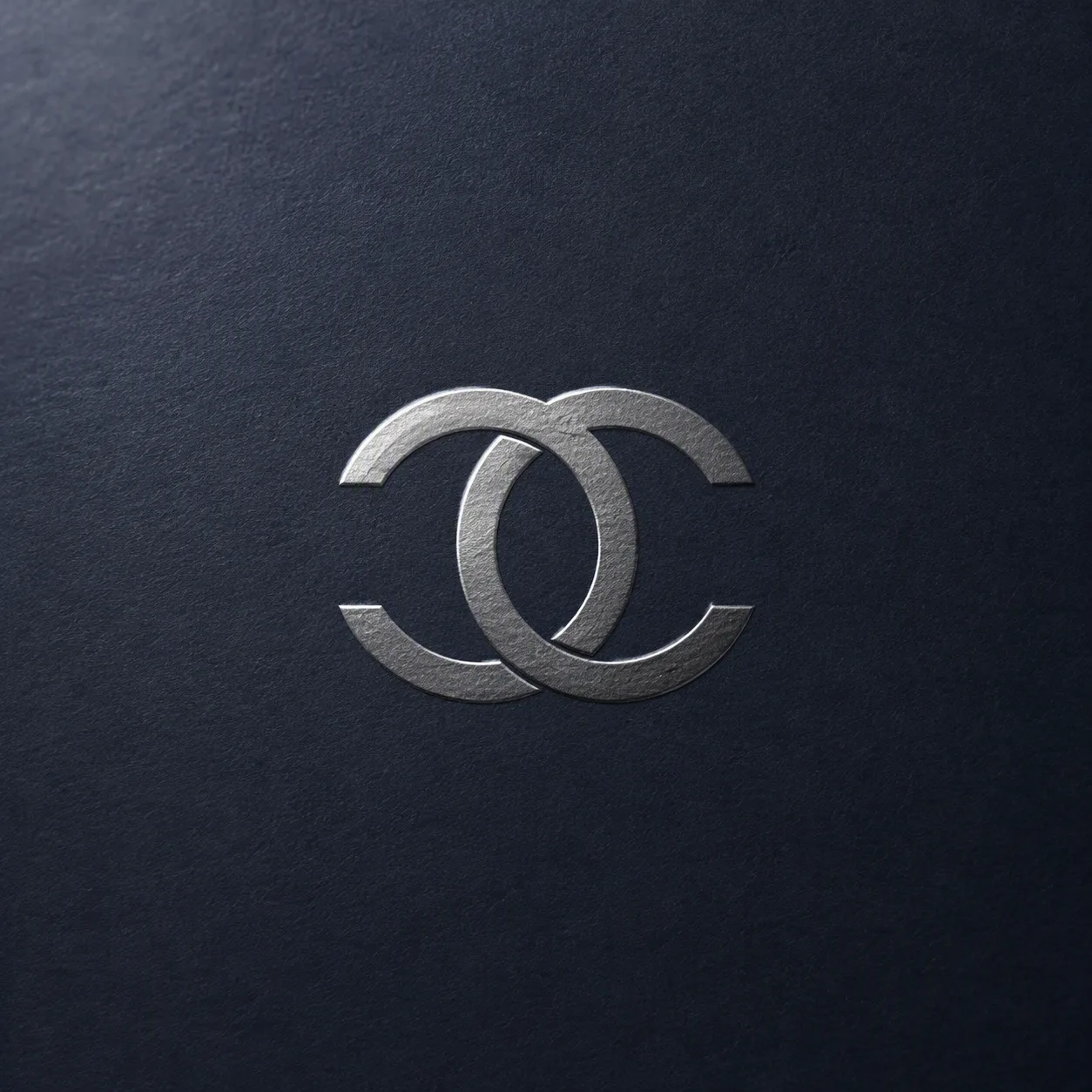 Silver Foil Logo On Navy Paper