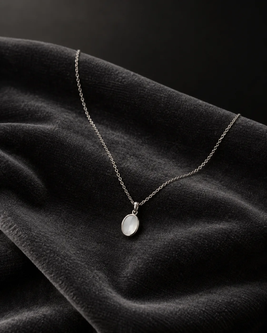 Silver Necklace Velvet Product Photo