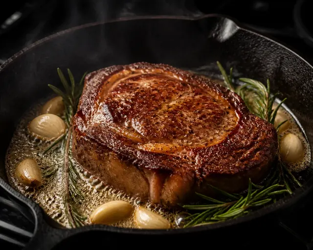 Sizzling Cast Iron Steak Food Photo