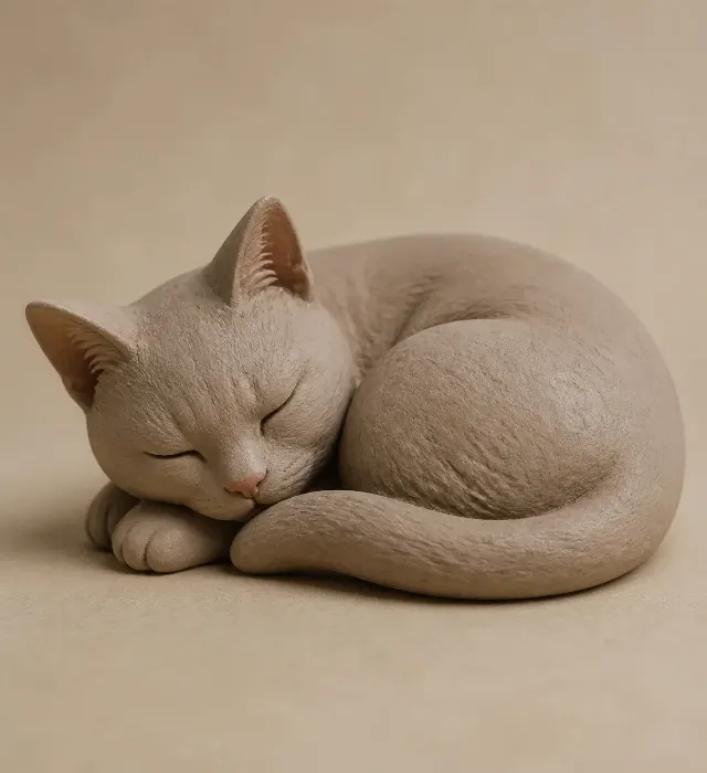 Sleeping Cat Matte Clay Figurine