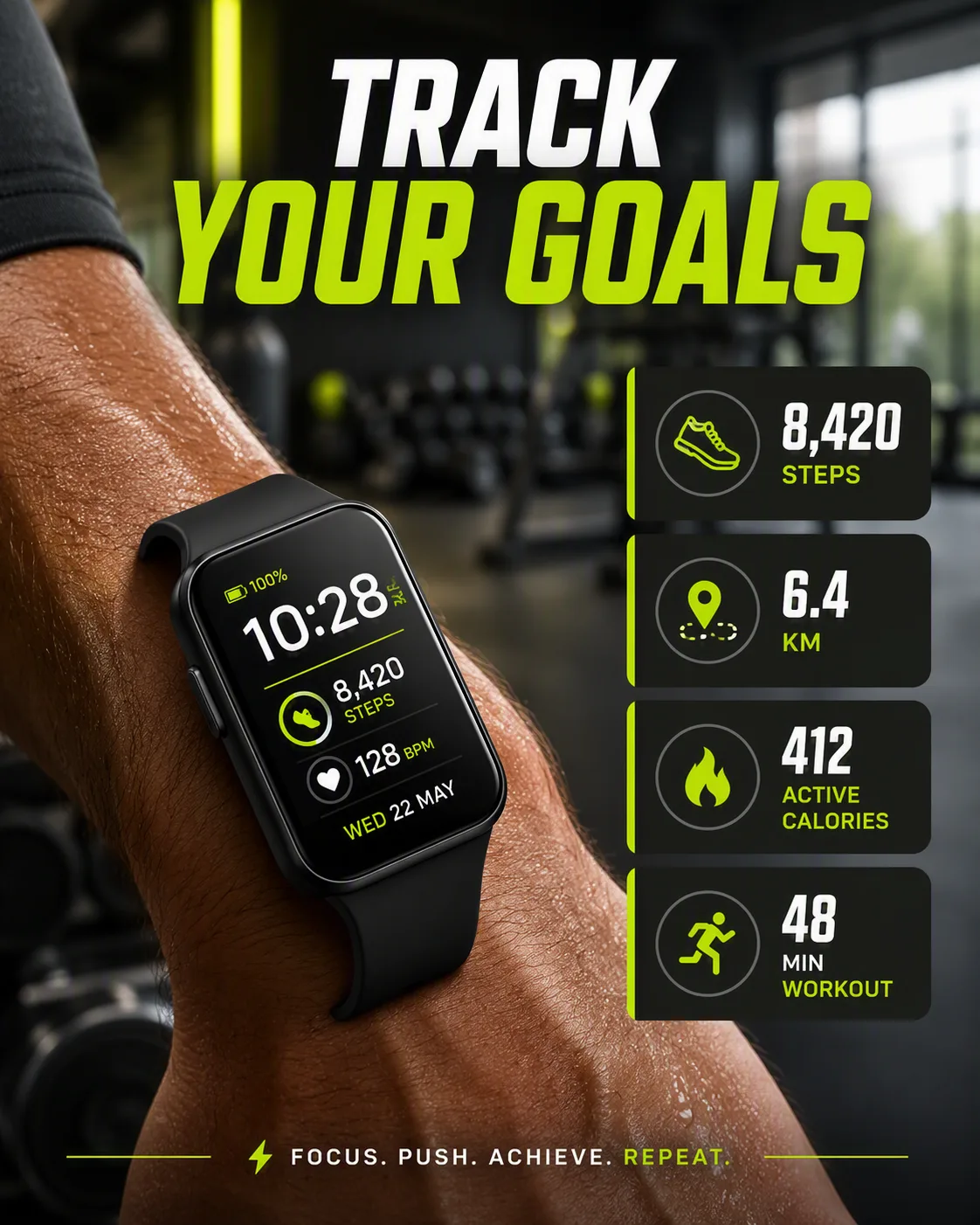 Smartwatch Fitness Stats Wearable Ad