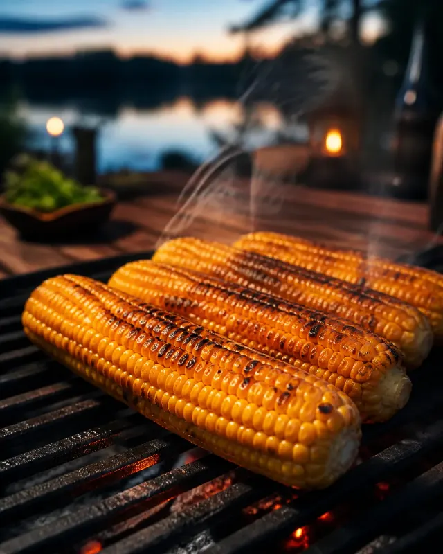 Smoky Grilled Corn Barbecue Food Photo