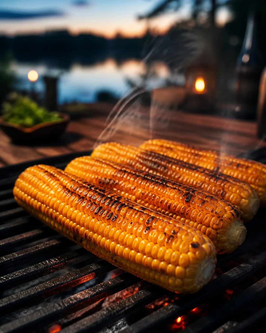 Smoky Grilled Corn Barbecue Food Photo