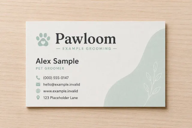 Soft Mint Pet Groomer Business Card