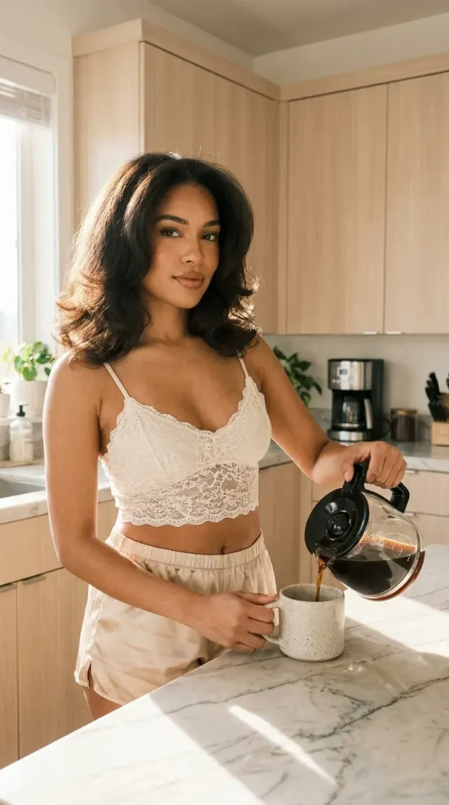 Soft Morning Coffee Kitchen Portrait
