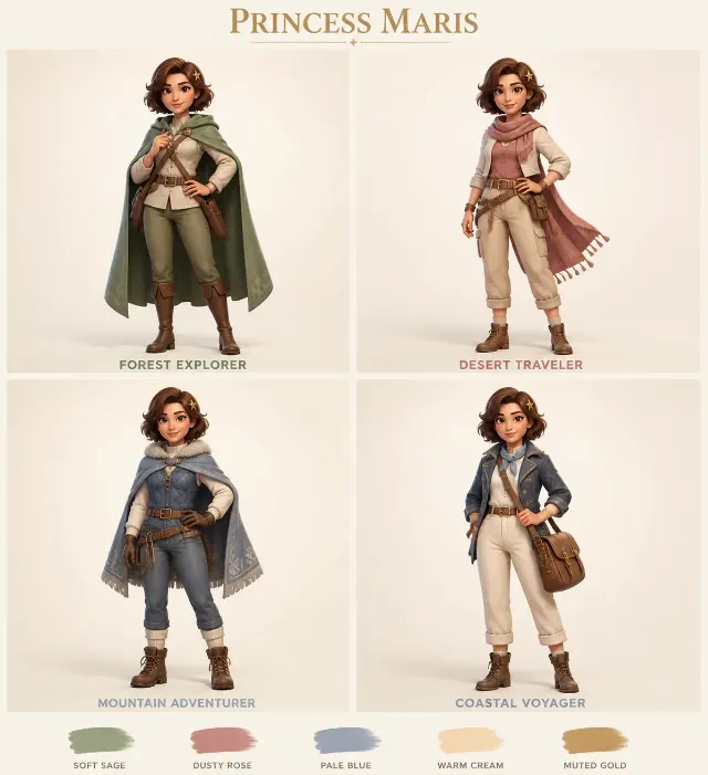 Soft Palette Princess Outfit Variation Sheet