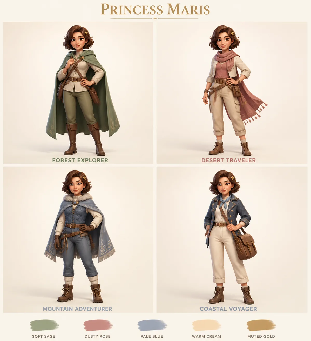 Soft Palette Princess Outfit Variation Sheet
