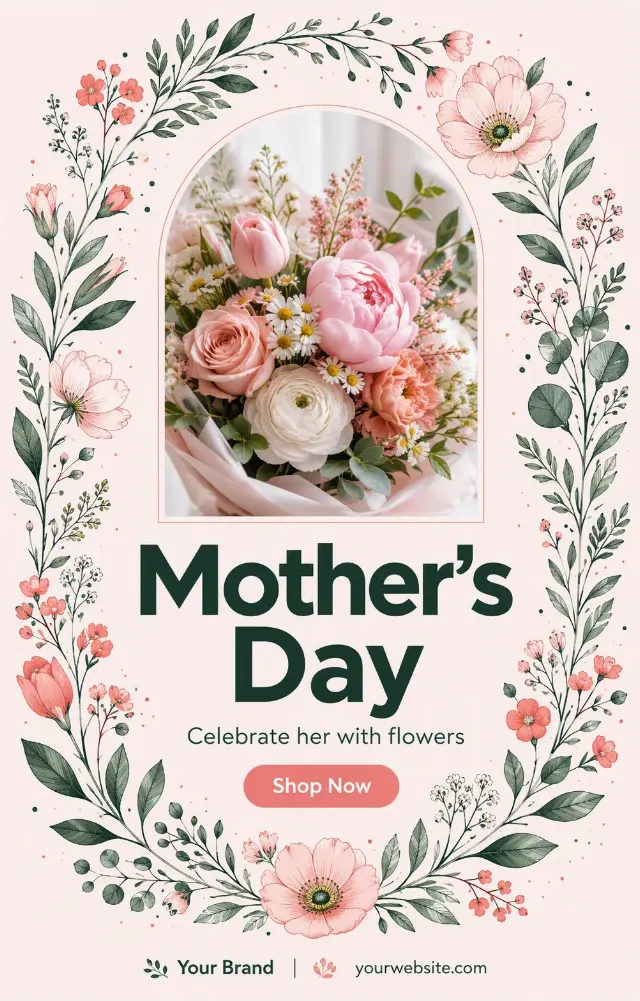 Soft Pink Mothers Day Floral Frame Post