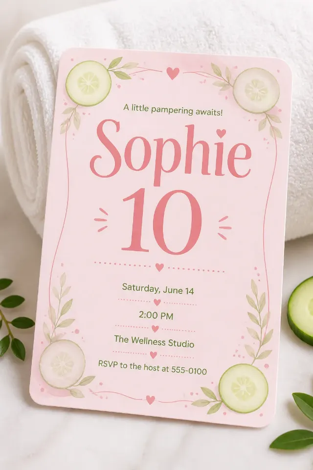 Soft Pink Spa Pamper Party Invitation