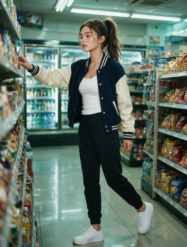 Sporty Convenience Store Candid Portrait