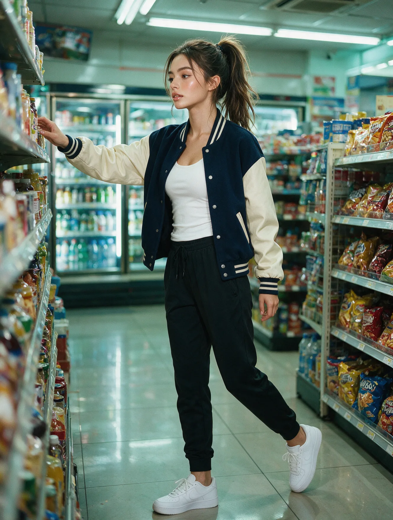 Sporty Convenience Store Candid Portrait