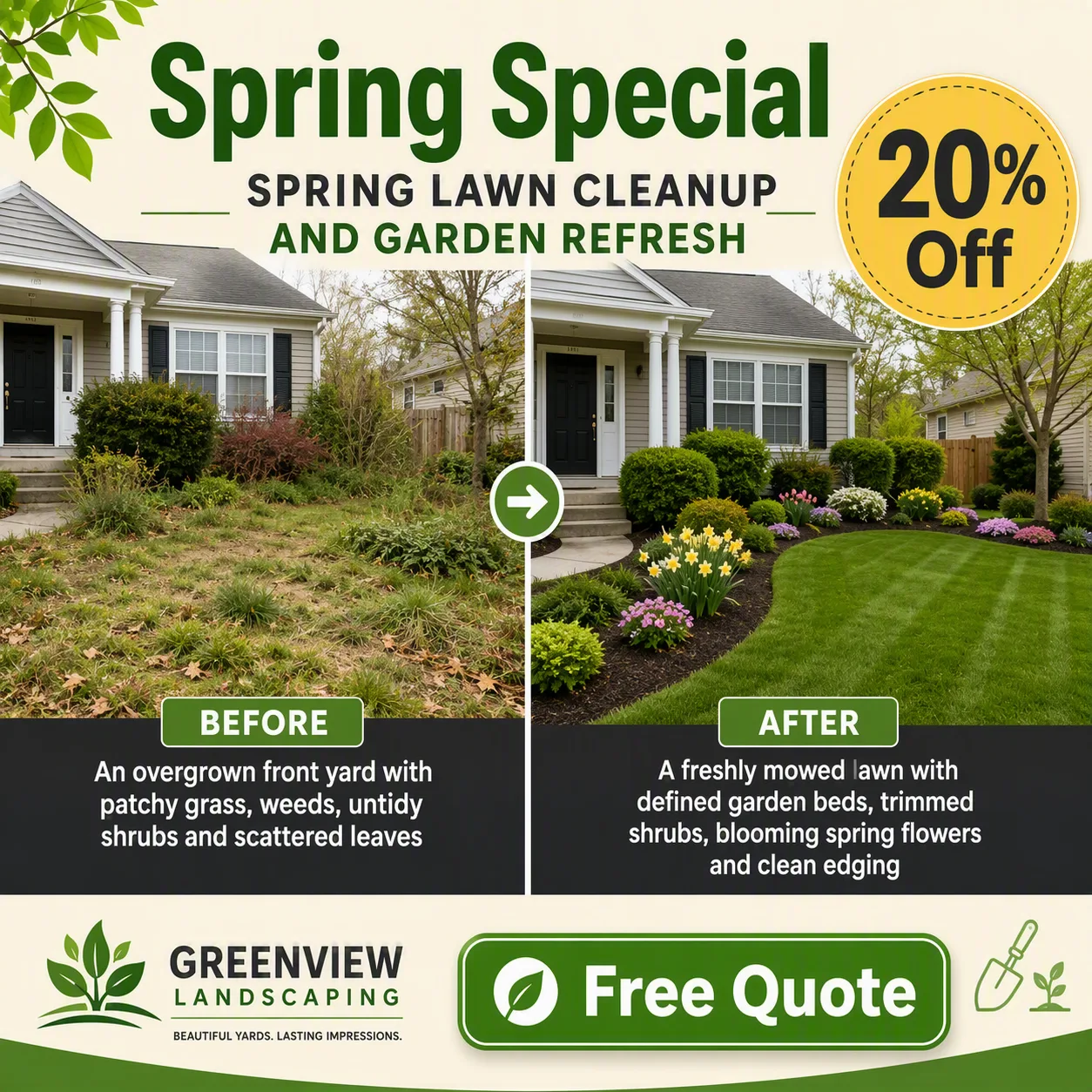 Spring Landscaping Before After Facebook Ad