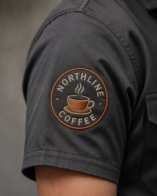 Staff Uniform Sleeve Logo Embroidery Mockup