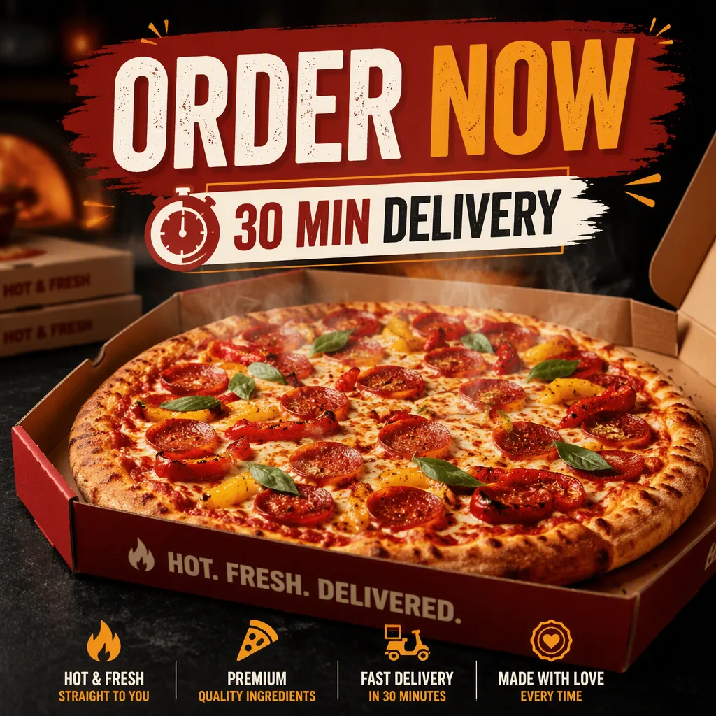 Steaming Pizza Box Delivery Ad