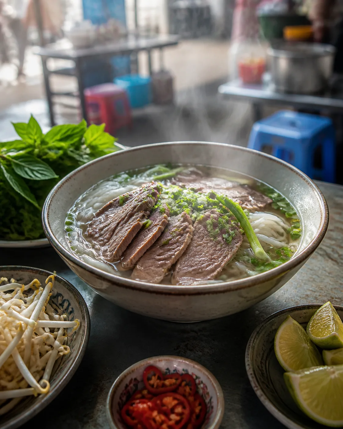 Steaming Street Stall Pho Food Photo